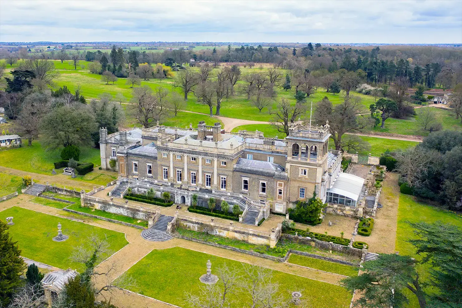 old estate from aerial perspective
