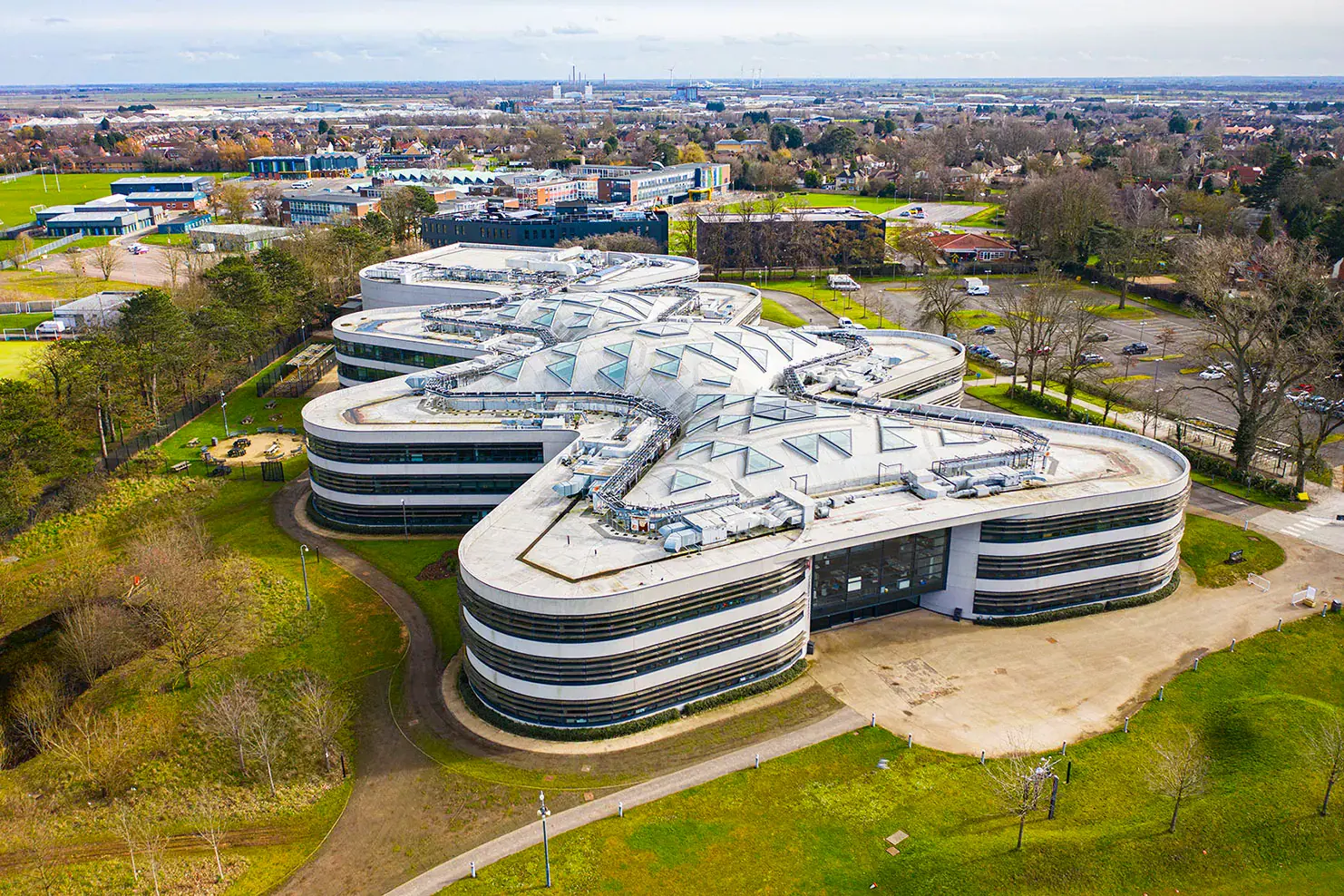 modern designed university building from above