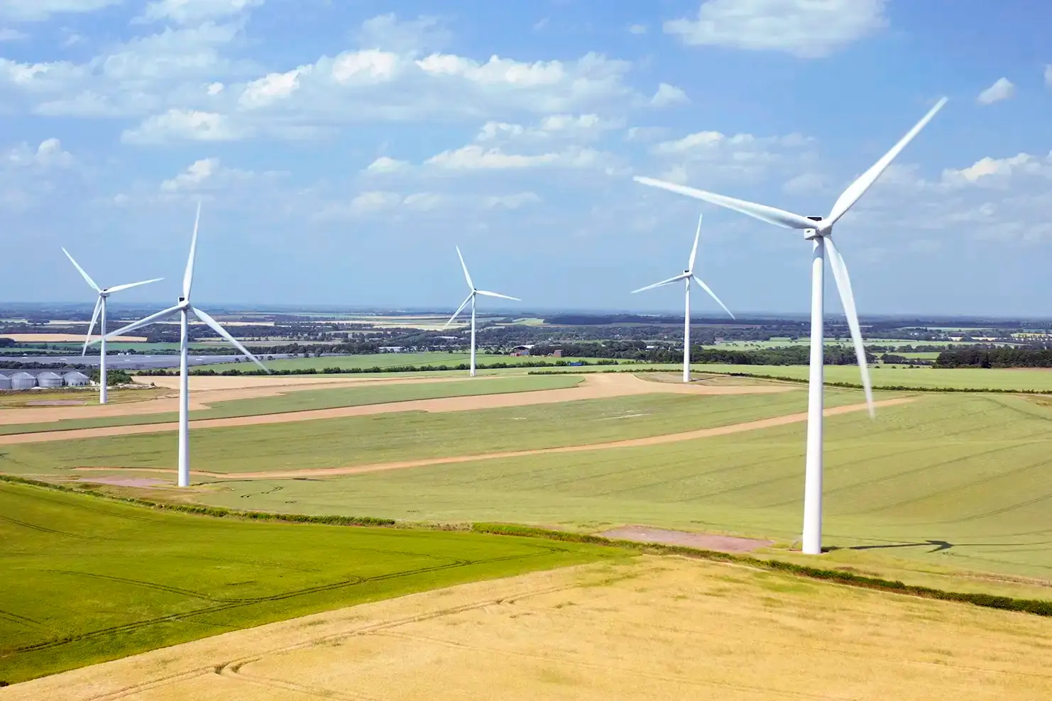 aerial photo of wind farm
