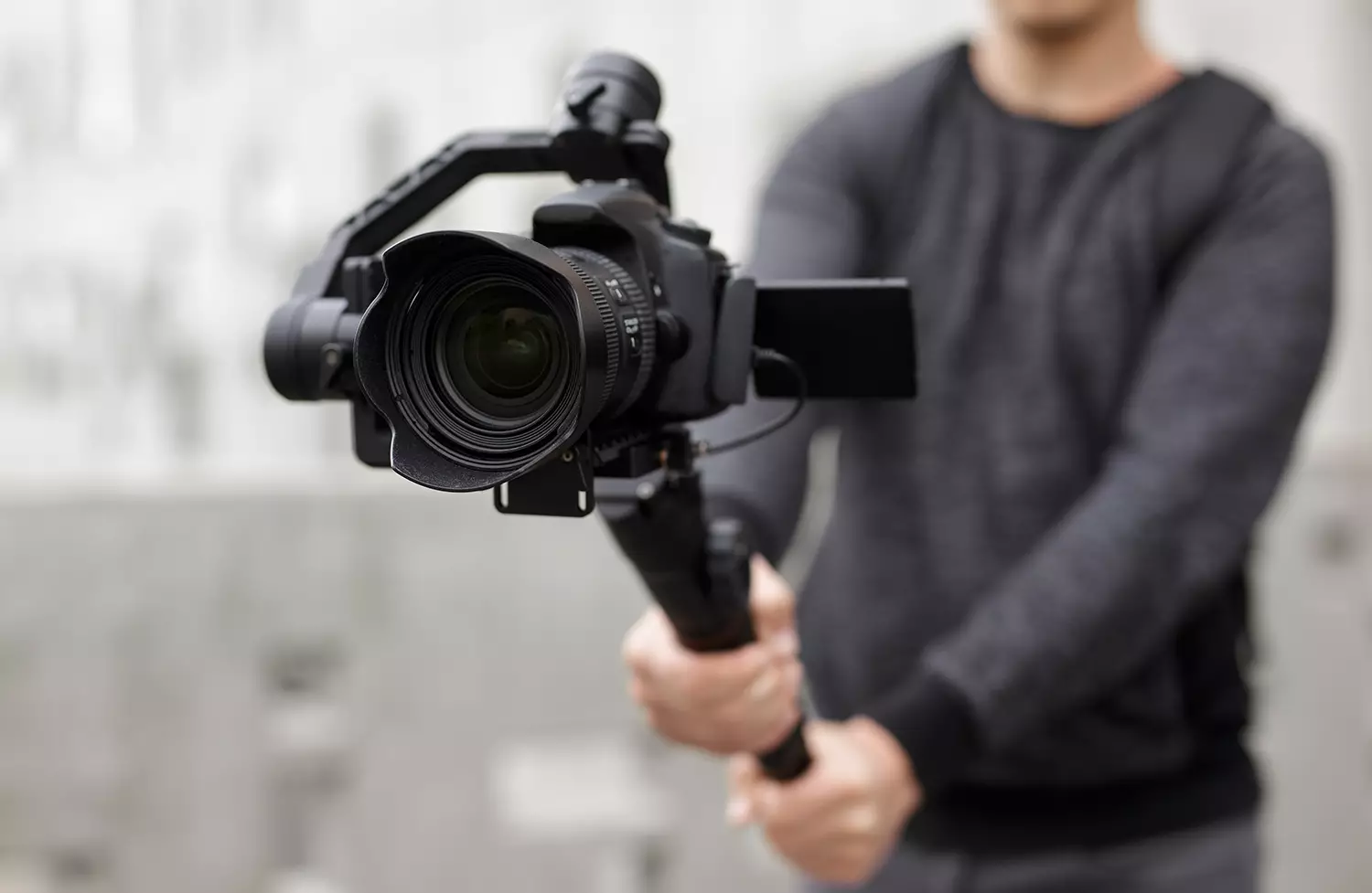 professional video camera on a gimble